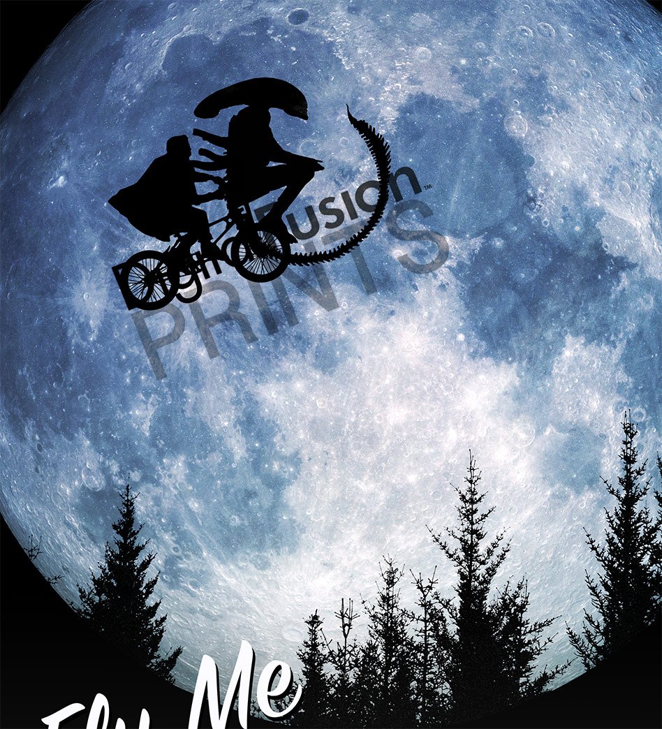 BUFFER　E. T. Fly Me To The Moon　ポスター　ET Amazon.com: The Moon - Fly Me to The Moon - E.T Alien - Space